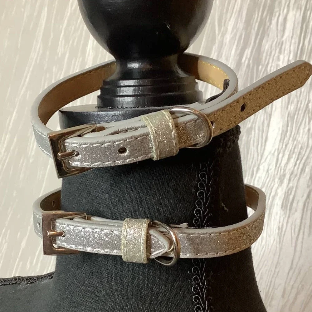 Silver Glitter Bling Collars - Lot of 2